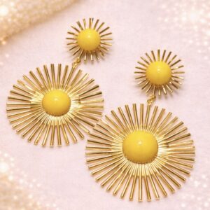 Yellow sunburst earrings
