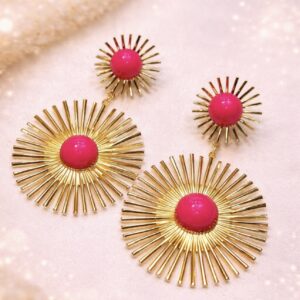 Pink sunburst earrings