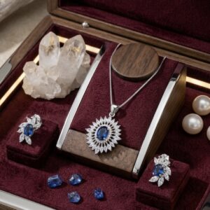Blue diamond cut- halo set