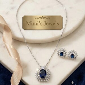 Sapphire blue zircon necklace