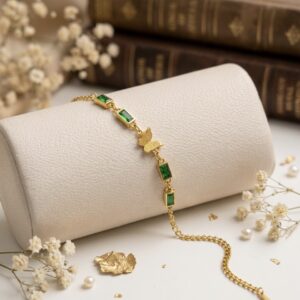 Emerald stone butterfly bracelet